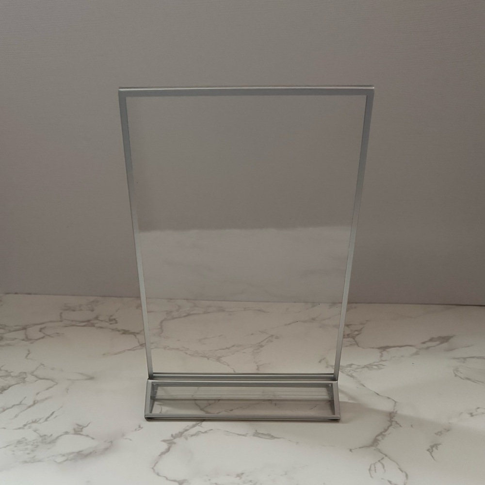 Clear Table Tent Signs with Silver Border (Set of 12)